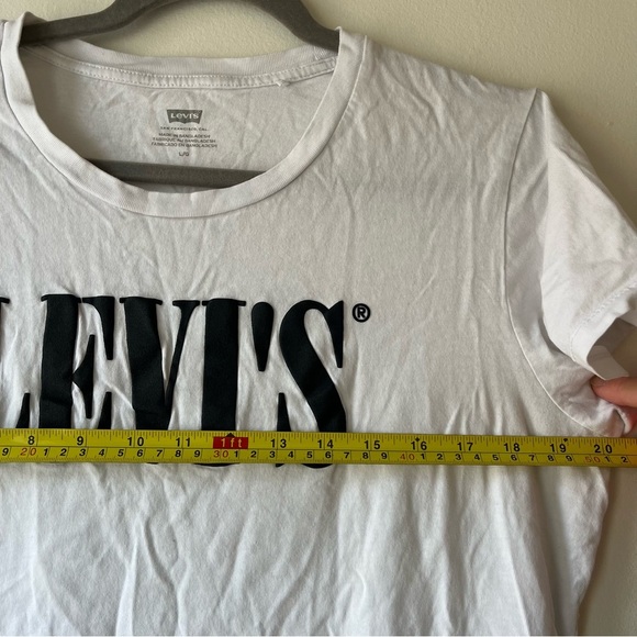 Levi’s Women’s Graphic Logo T-Shirt White Black Cotton Crew Neck Size Large - Picture 7 of 9